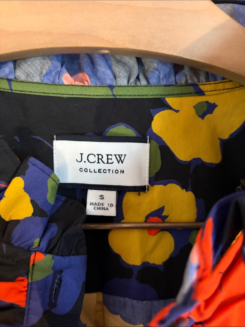 NWT J.Crew Collection Ratti Ruffle-Front Floral Button Front Blouse - Picture 3 of 7